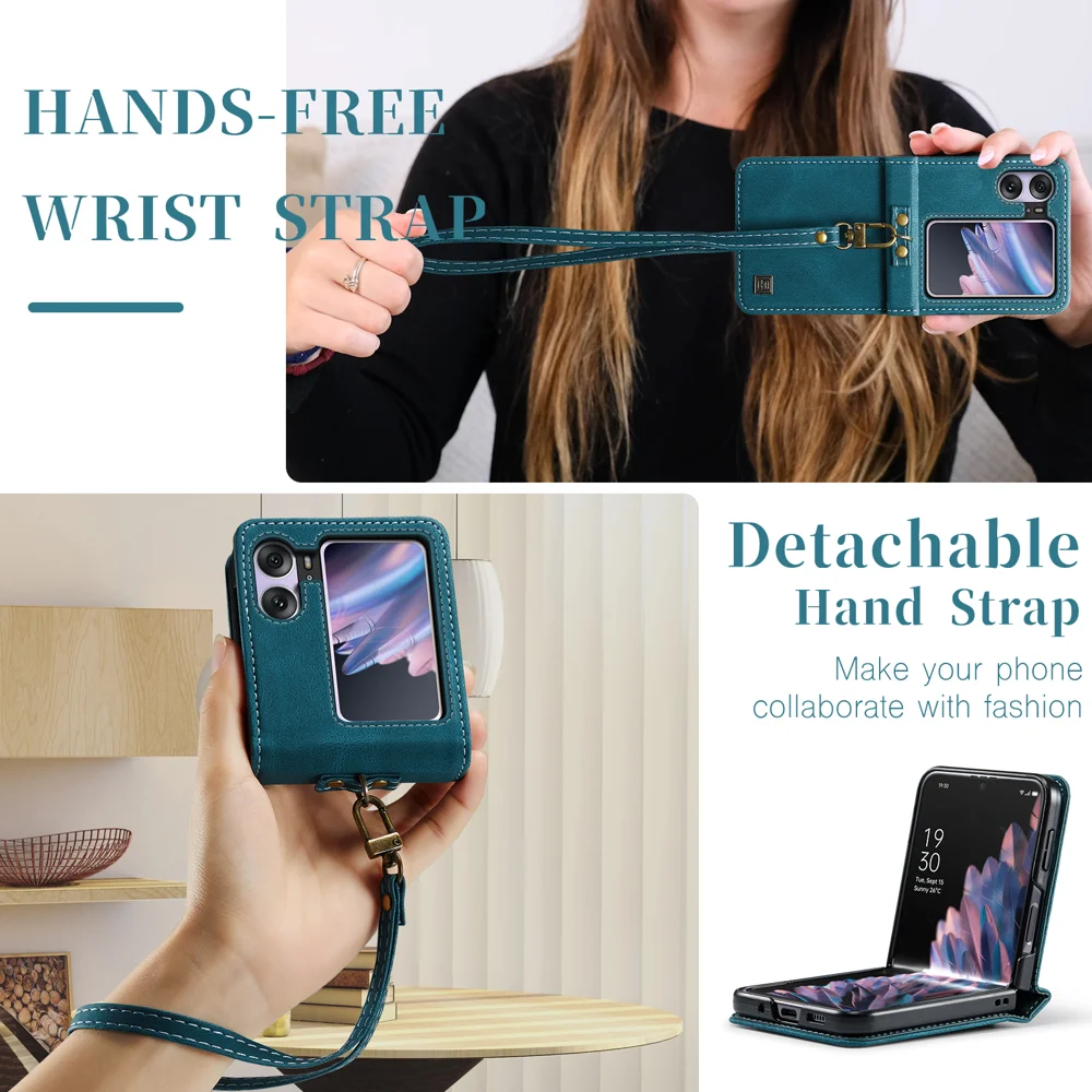 For Oppo Find N2 Flip 5G Wallet Case AUTSPACE A01 Leather Stand Cover with RFID Blocking Card Holder - Black-Cellmalls