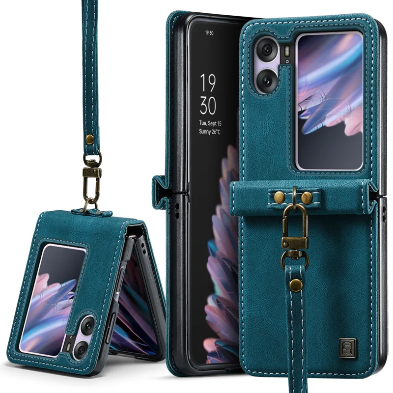 For Oppo Find N2 Flip 5G Wallet Case AUTSPACE A01 Leather Stand Cover with RFID Blocking Card Holder - Black-Cellmalls