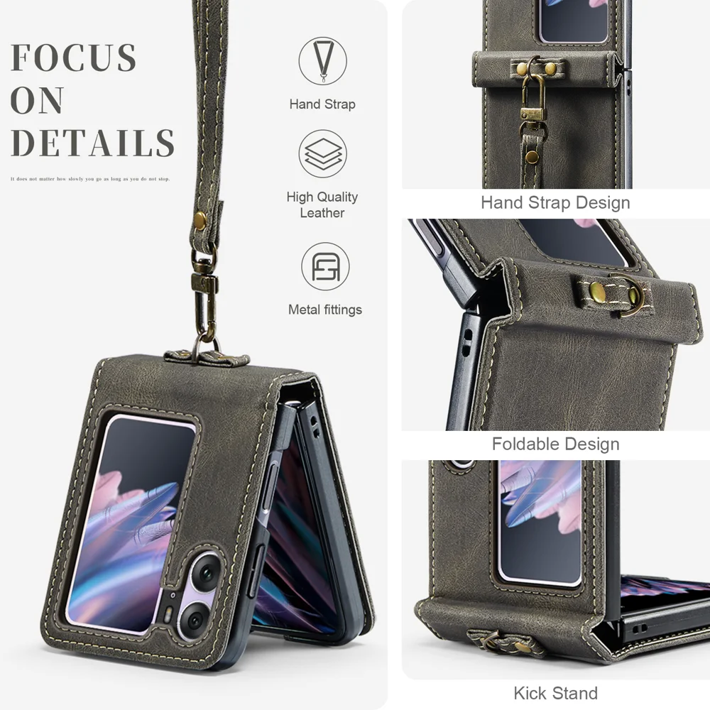 For Oppo Find N2 Flip 5G Wallet Case AUTSPACE A01 Leather Stand Cover with RFID Blocking Card Holder - Black-Cellmalls