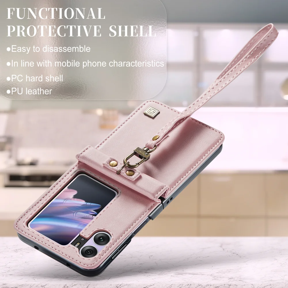 For Oppo Find N2 Flip 5G Wallet Case AUTSPACE A01 Leather Stand Cover with RFID Blocking Card Holder - Black-Cellmalls