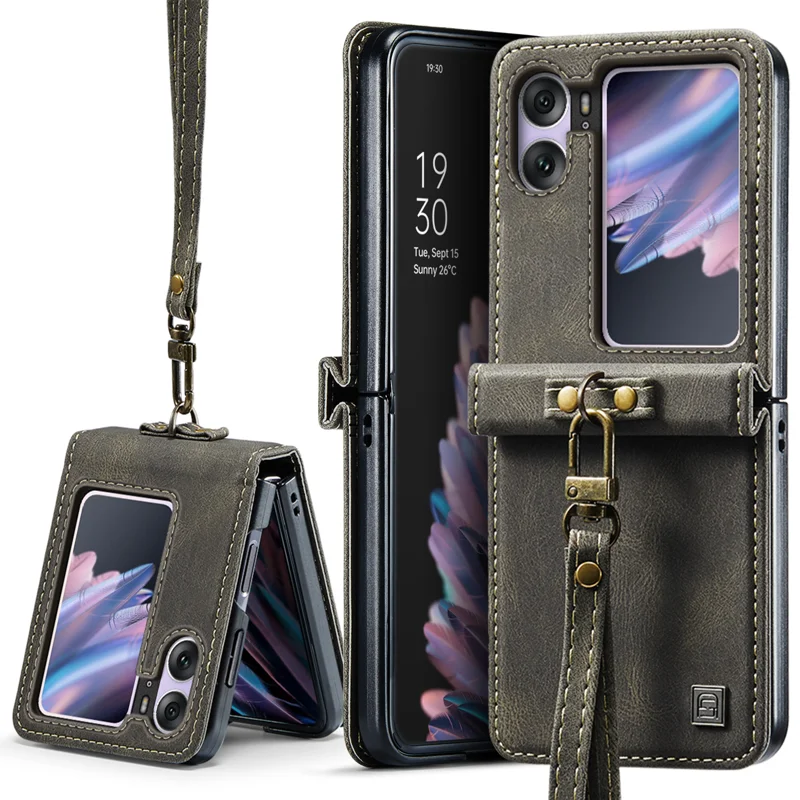 For Oppo Find N2 Flip 5G Wallet Case AUTSPACE A01 Leather Stand Cover with RFID Blocking Card Holder - Black-Cellmalls