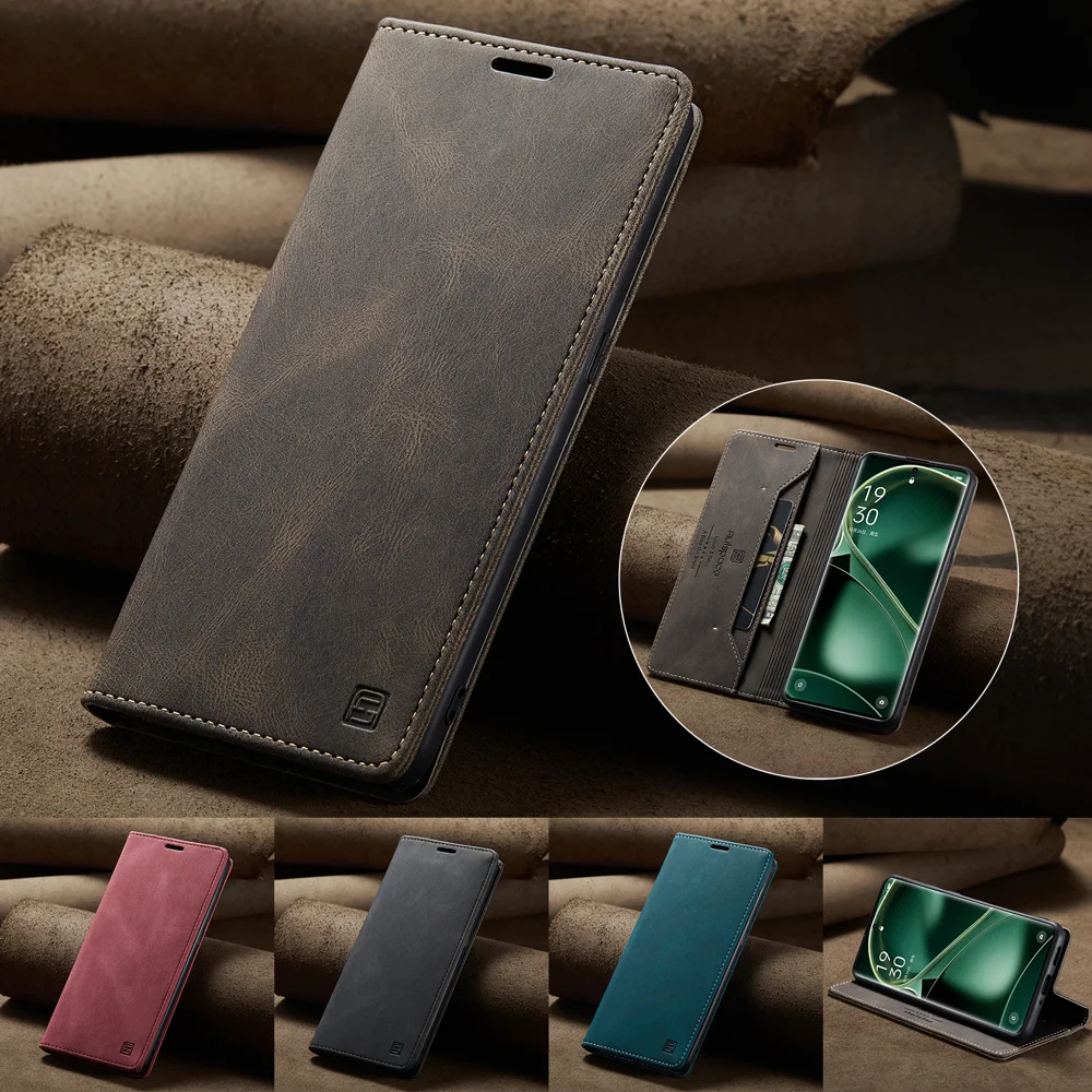 For Oppo Find X6 Wallet Case AUTSPACE A01 Leather Stand Cover with RFID Blocking Card Holder - Black-Cellmalls