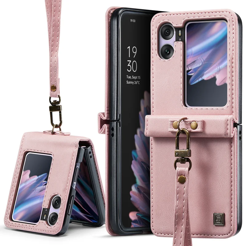 For Oppo Find N2 Flip 5G Wallet Case AUTSPACE A01 Leather Stand Cover with RFID Blocking Card Holder - Black-Cellmalls