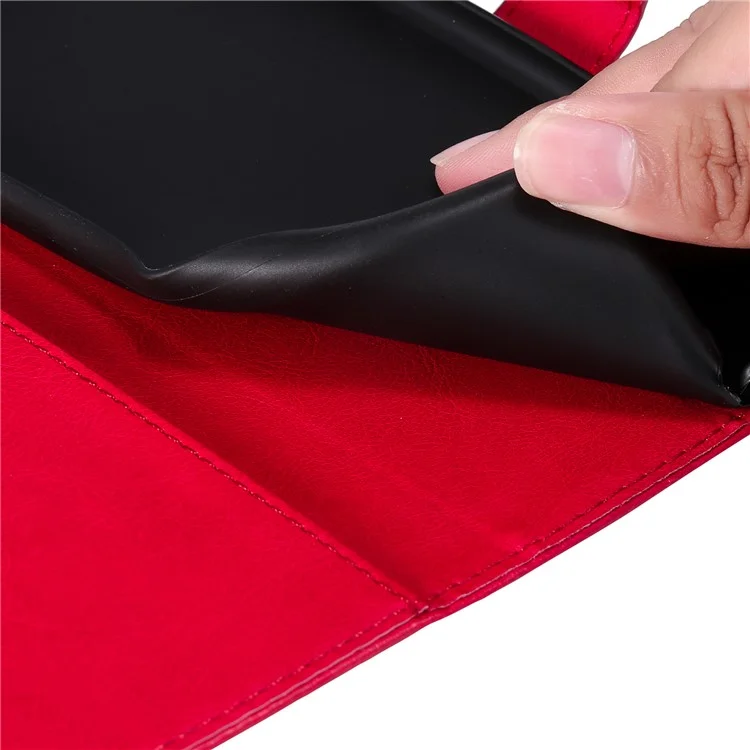 For Oppo Reno12 5G (Global) Case Solid Color Leather Mobile Cover Wallet Stand with Strap - Red-Cellmalls