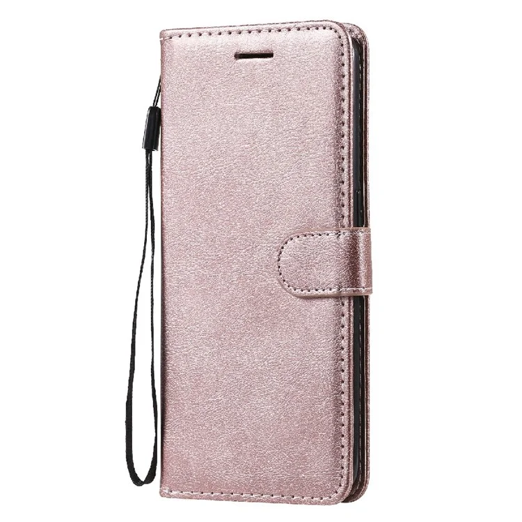For Oppo Reno5 4G / Reno5 5G / Reno5 K / Find X3 Lite Case Solid Color Leather Mobile Cover Wallet Stand with Strap - Rose Gold-Cellmalls
