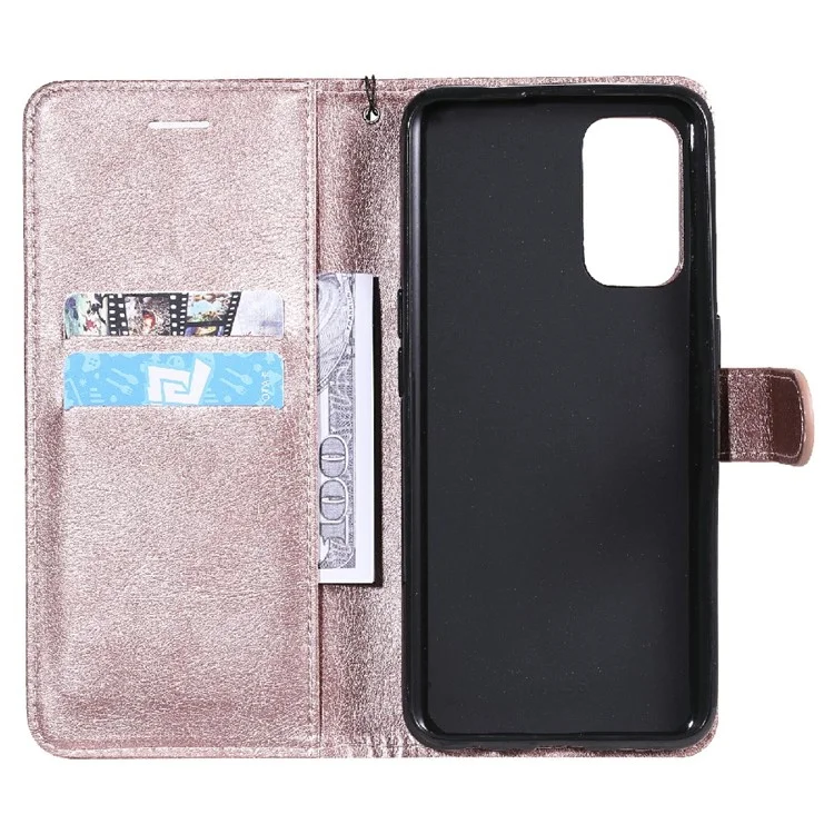 For Oppo Reno5 4G / Reno5 5G / Reno5 K / Find X3 Lite Case Solid Color Leather Mobile Cover Wallet Stand with Strap - Rose Gold-Cellmalls