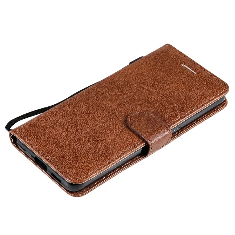 For Oppo Reno6 5G Case Solid Color Leather Mobile Cover Wallet Stand with Strap - Brown-Cellmalls