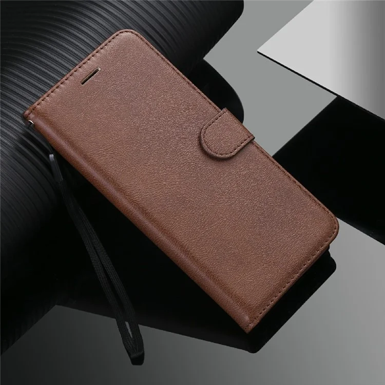 For Oppo Reno6 5G Case Solid Color Leather Mobile Cover Wallet Stand with Strap - Brown-Cellmalls