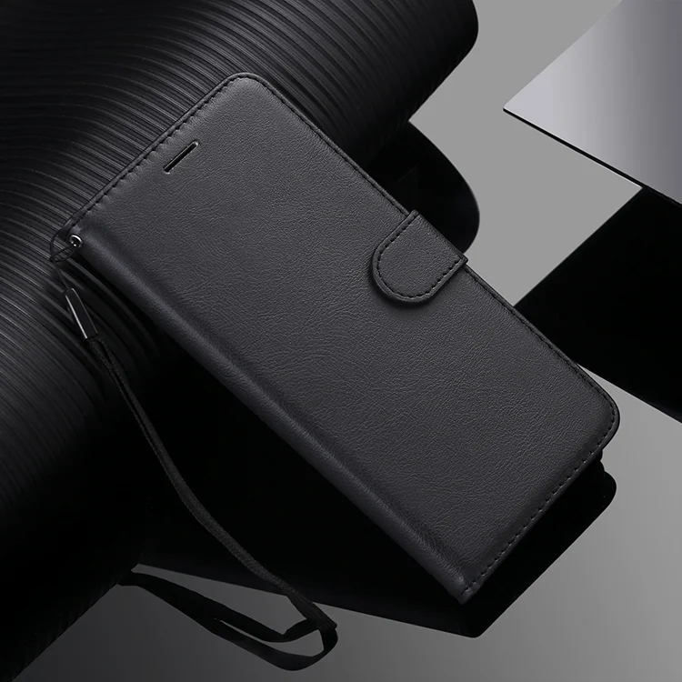 For Oppo A55 5G / A54 4G / A16 4G / Realme V11 5G Case Solid Color Leather Mobile Cover Wallet Stand with Strap - Black-Cellmalls