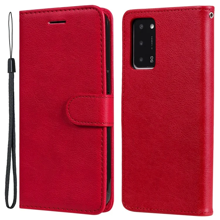 For Oppo A55 5G / A54 4G / A16 4G / Realme V11 5G Case Solid Color Leather Mobile Cover Wallet Stand with Strap - Black-Cellmalls