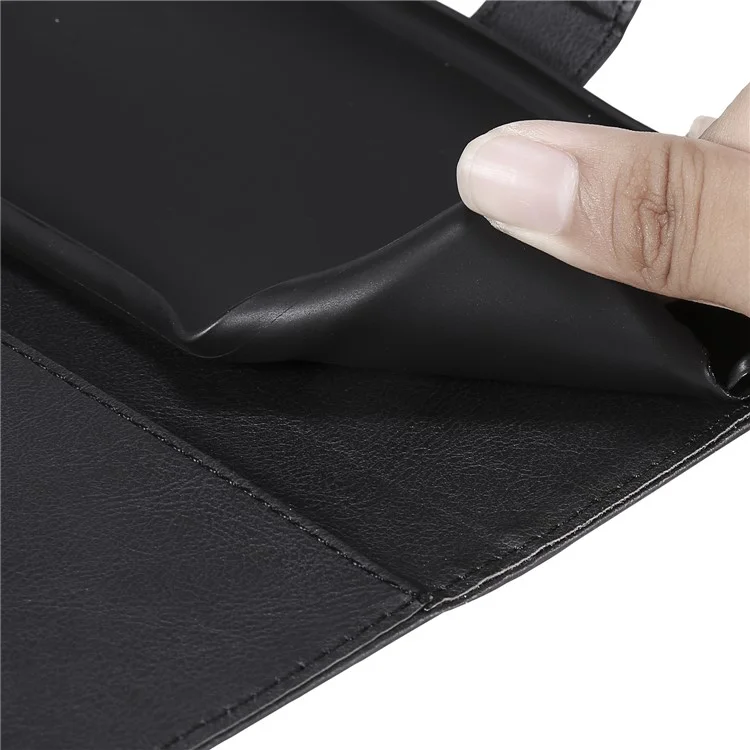 For Oppo Reno3 Pro 5G / Find X2 Neo Case Solid Color Leather Mobile Cover Wallet Stand with Strap - Black-Cellmalls