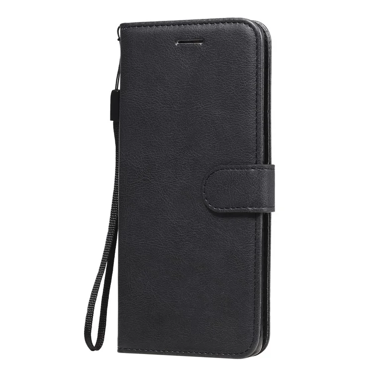 For Oppo Reno3 Pro 5G / Find X2 Neo Case Solid Color Leather Mobile Cover Wallet Stand with Strap - Black-Cellmalls