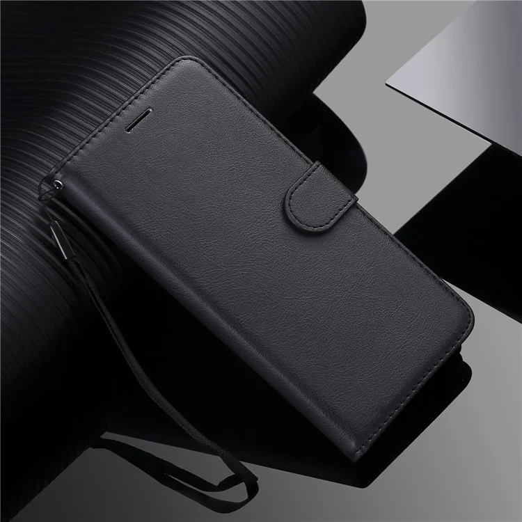 For Oppo Reno3 Pro 5G / Find X2 Neo Case Solid Color Leather Mobile Cover Wallet Stand with Strap - Black-Cellmalls