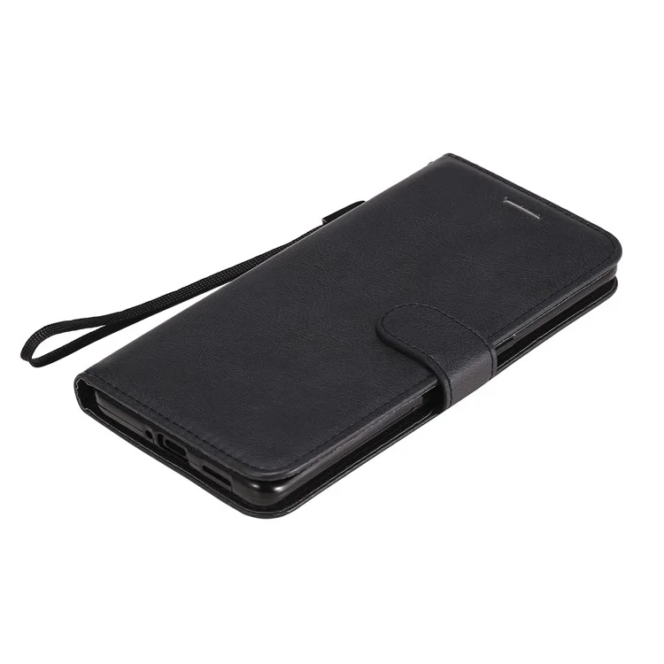 For Oppo Reno3 Pro 5G / Find X2 Neo Case Solid Color Leather Mobile Cover Wallet Stand with Strap - Black-Cellmalls
