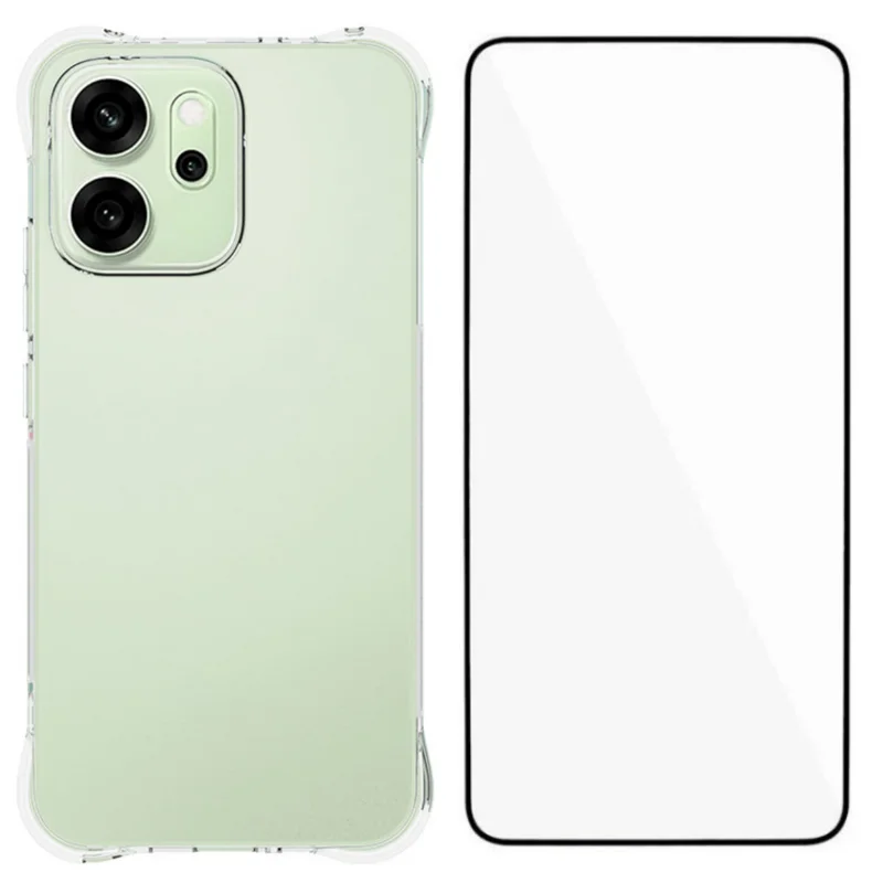 For Oppo Reno14 5G (Global) Case WANLONFENG WL Series 2.0mm TPU Phone Cover with Tempered Glass Film - Transparent-Cellmalls