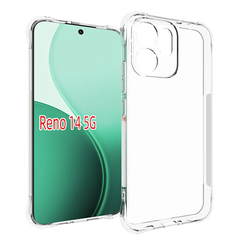 For Oppo Reno14 5G (Global) Case WANLONFENG WL Series 2.0mm TPU Phone Cover with Tempered Glass Film - Transparent-Cellmalls