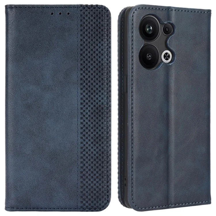 For Oppo Reno9 Pro+ 5G Magnetic Auto Closing Phone Case Viewing Stand Retro Texture Imprinted Pattern PU Leather Flip Wallet Phone Cover - Black-Cellmalls