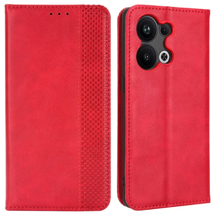 For Oppo Reno9 Pro+ 5G Magnetic Auto Closing Phone Case Viewing Stand Retro Texture Imprinted Pattern PU Leather Flip Wallet Phone Cover - Black-Cellmalls