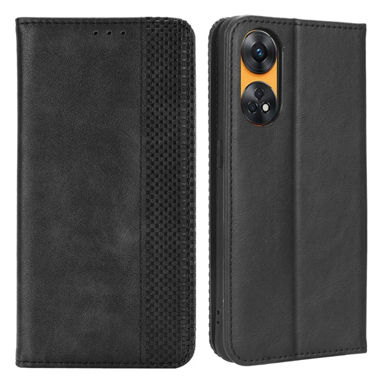 For Oppo Reno8 T 4G Phone Wallet Case Retro Texture PU Leather Stand Cell Phone Cover - Blue-Cellmalls