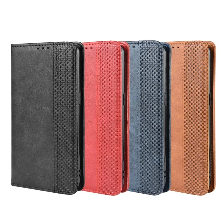 Magnetic Retro PU Leather Wallet Mobile Shell for Oppo Realme 5 Pro/Realme Q - Black-Cellmalls
