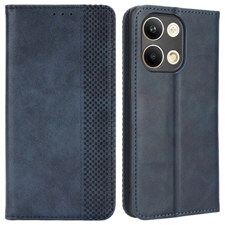 For Oppo Reno9 5G / Reno9 Pro 5G Well-protected Magnetic Auto Closing Phone Case Stand Retro Texture Imprinted Pattern PU Leather Flip Wallet Phone Cover - Black-Cellmalls