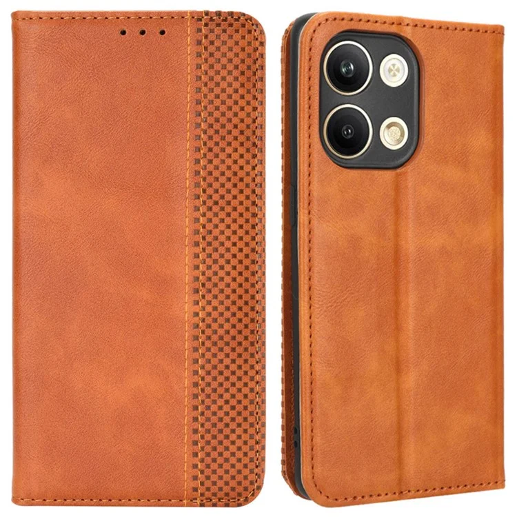 For Oppo Reno9 5G / Reno9 Pro 5G Well-protected Magnetic Auto Closing Phone Case Stand Retro Texture Imprinted Pattern PU Leather Flip Wallet Phone Cover - Black-Cellmalls