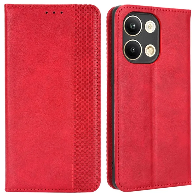 For Oppo Reno9 5G / Reno9 Pro 5G Well-protected Magnetic Auto Closing Phone Case Stand Retro Texture Imprinted Pattern PU Leather Flip Wallet Phone Cover - Black-Cellmalls