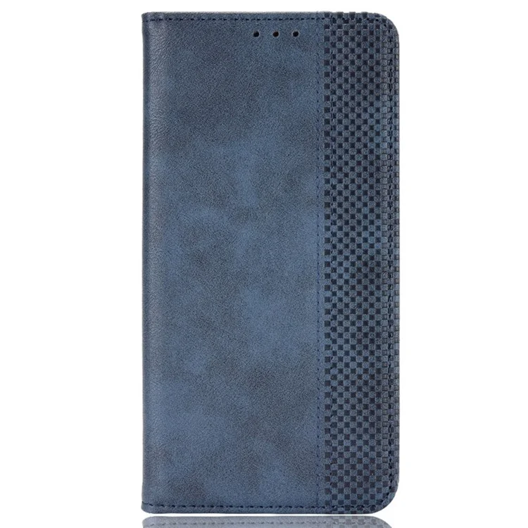 Retro Texture Magnetic Absorption Leather Case for Oppo Reno8 Pro (China) 5G, Viewing Stand Wallet Protective Cover - Blue-Cellmalls