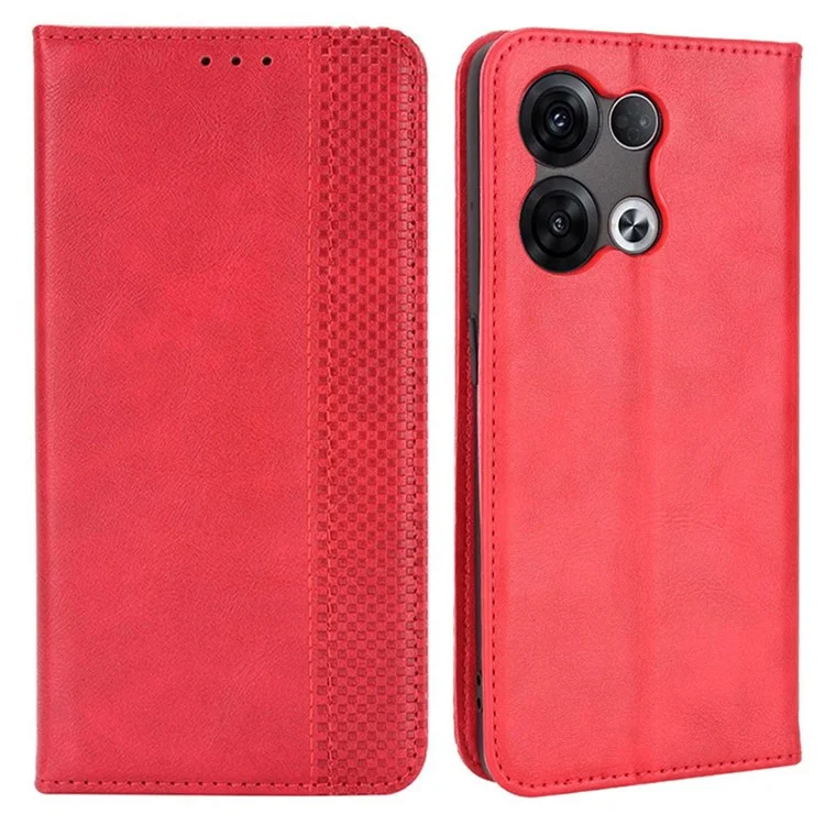 Retro Texture Magnetic Absorption Leather Case for Oppo Reno8 Pro (China) 5G, Viewing Stand Wallet Protective Cover - Blue-Cellmalls