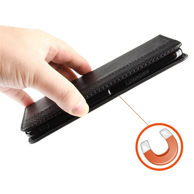 For Oppo Reno7 5G (Global)/Find X5 Lite Protective Case Mosaic Imprinted Retro Leather Magnetic Shell Stand Wallet Cell Phone Cover - Black-Cellmalls