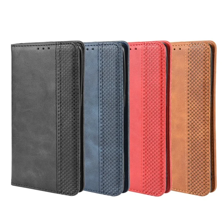 Vintage Style Leather Wallet Case with Stand for Oppo Reno3 Pro 5G - Black-Cellmalls