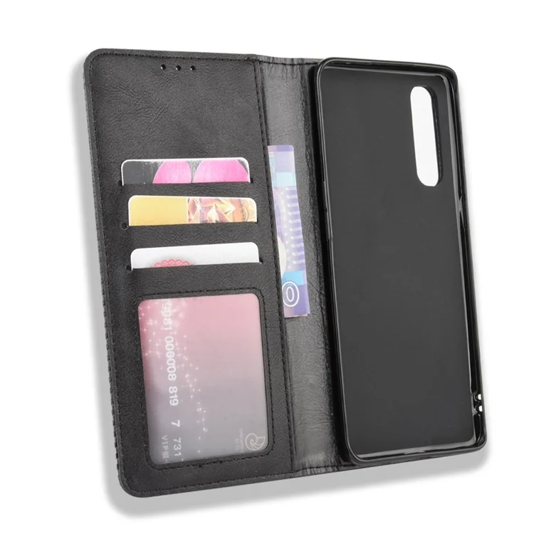 Vintage Style Leather Wallet Case with Stand for Oppo Reno3 Pro 5G - Black-Cellmalls