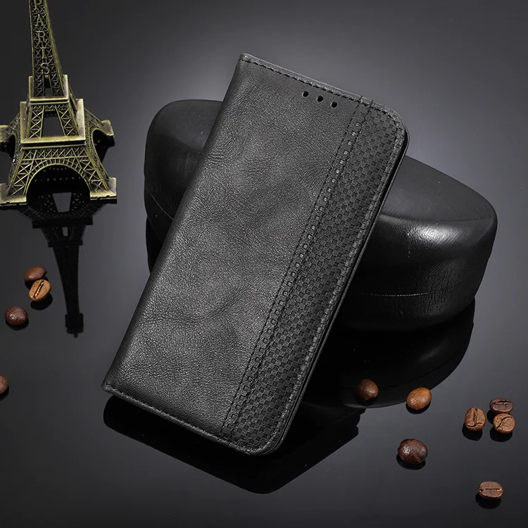 Vintage Style Magnetic Closure Leather Phone Case with Wallet Stand Design for Oppo Reno6 Pro 5G (MediaTek) - Black-Cellmalls
