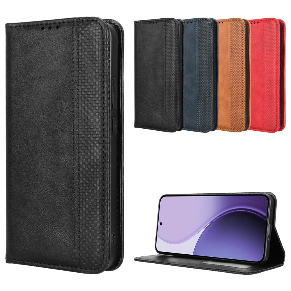 For Oppo Reno14 Pro 5G (Global) Leather Case Wallet Stand Retro Texture Phone Cover - Black-Cellmalls