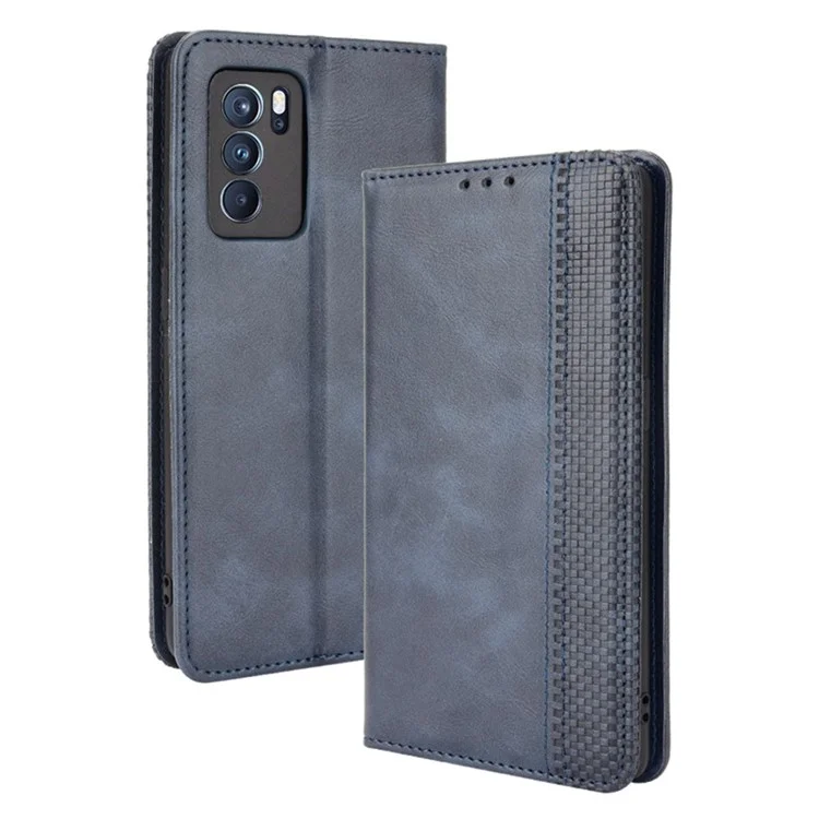 Vintage Style Magnetic Closure Leather Phone Case with Wallet Stand Design for Oppo Reno6 Pro 5G (MediaTek) - Black-Cellmalls