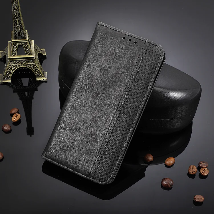 Wallet Stand Design Vintage Style Magnetic Auto-absorbed Leather Phone Case for Oppo Reno6 Pro+ 5G/Pro 5G (Snapdragon) - Black-Cellmalls