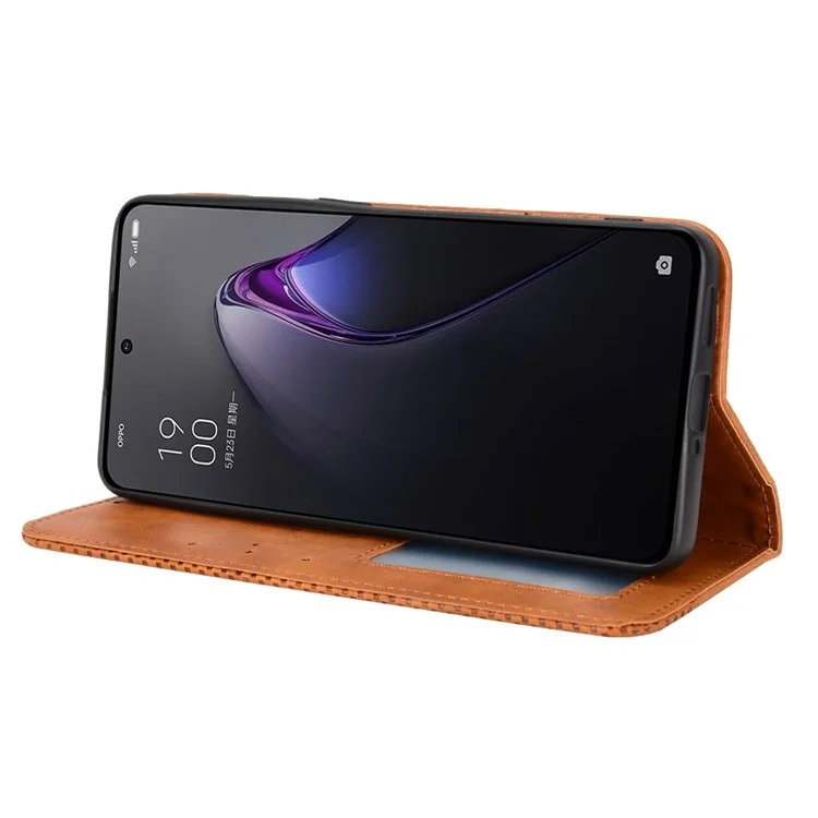 For Oppo Reno8 Pro+ 5G / Reno8 Pro+ 5G (Global Version) Retro Texture PU Leather Stand Wallet Cover Magnetic Auto Closing Phone Case - Brown-Cellmalls