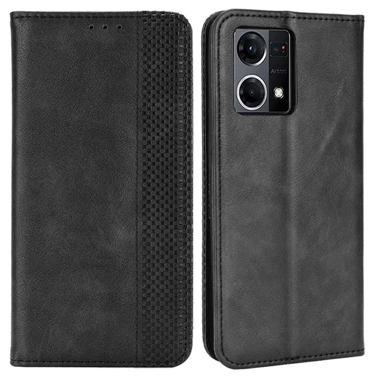 For Oppo Reno7 4G / F21 Pro 4G / Reno8 4G Retro Wallet Flip Cover PU Leather TPU Inner Shell Auto Closing Magnetic Stand Folio Full Protection Cover - Brown-Cellmalls
