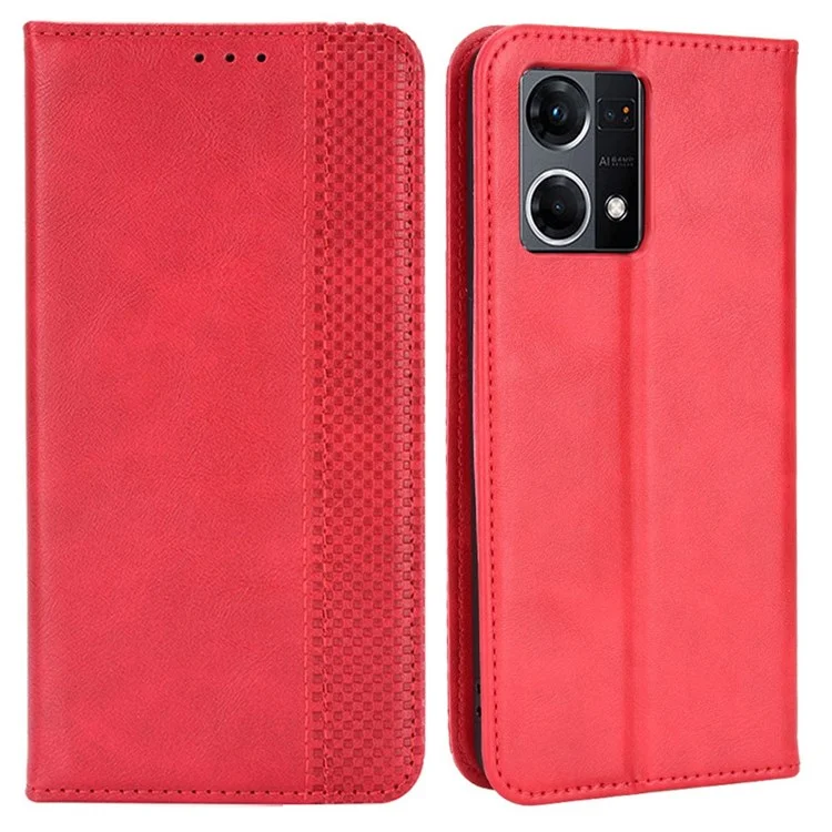 For Oppo Reno7 4G / F21 Pro 4G / Reno8 4G Retro Wallet Flip Cover PU Leather TPU Inner Shell Auto Closing Magnetic Stand Folio Full Protection Cover - Brown-Cellmalls