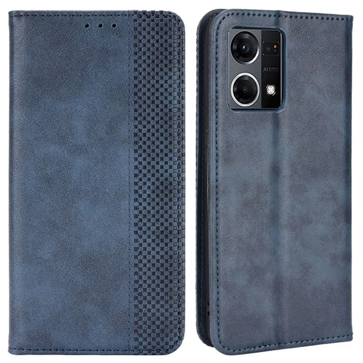 For Oppo Reno7 4G / F21 Pro 4G / Reno8 4G Retro Wallet Flip Cover PU Leather TPU Inner Shell Auto Closing Magnetic Stand Folio Full Protection Cover - Brown-Cellmalls