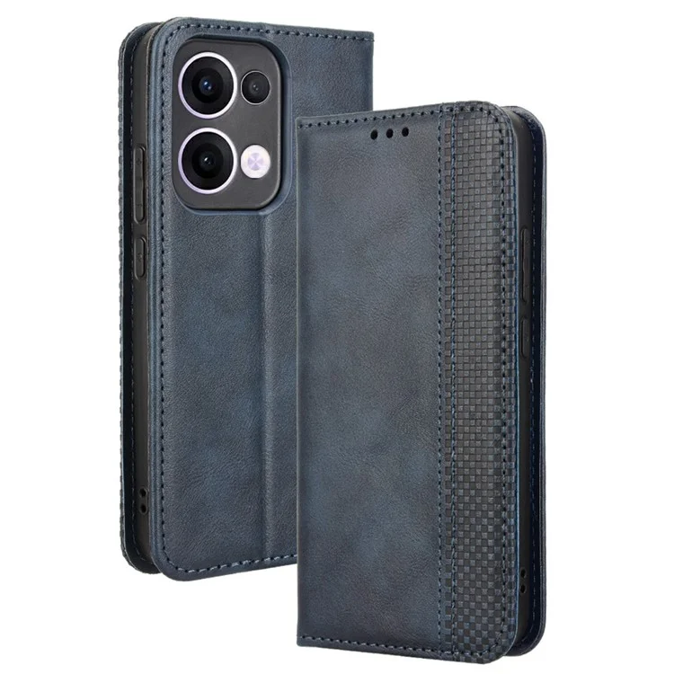 For Oppo Reno13 5G (Global) Leather Case Wallet Stand Retro Texture Phone Cover - Black-Cellmalls