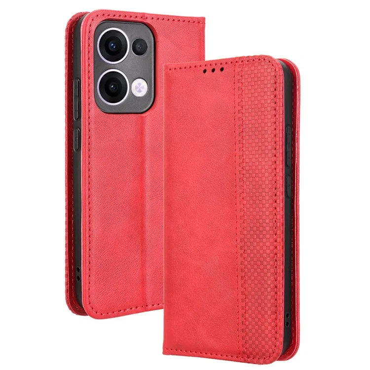 For Oppo Reno13 5G (Global) Leather Case Wallet Stand Retro Texture Phone Cover - Black-Cellmalls