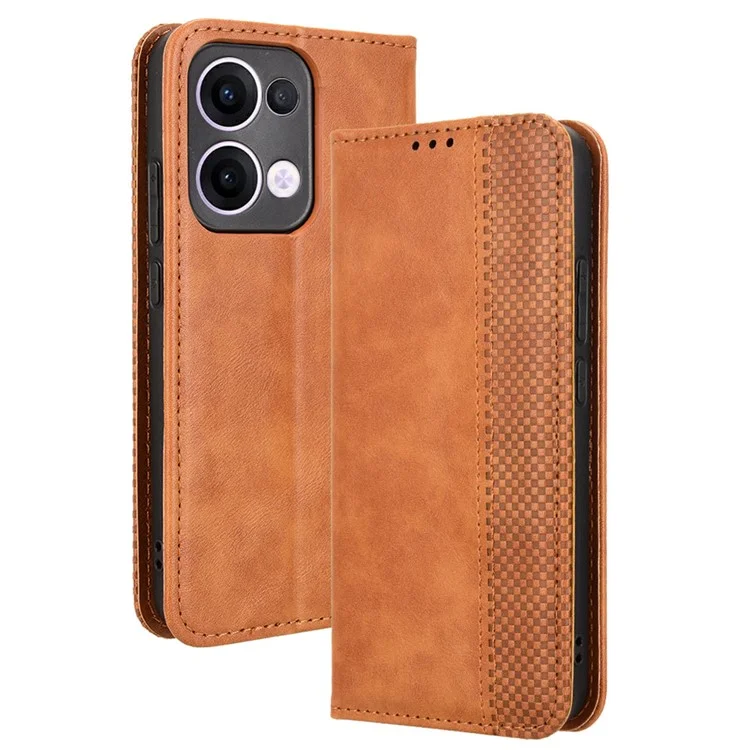 For Oppo Reno13 5G (Global) Leather Case Wallet Stand Retro Texture Phone Cover - Black-Cellmalls