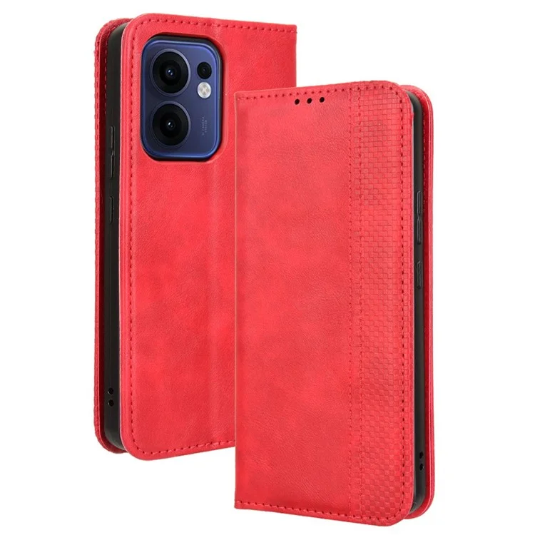 For Oppo Reno13 F 5G  /  Reno13 F 4G Leather Case Wallet Stand Retro Texture Phone Cover - Black-Cellmalls