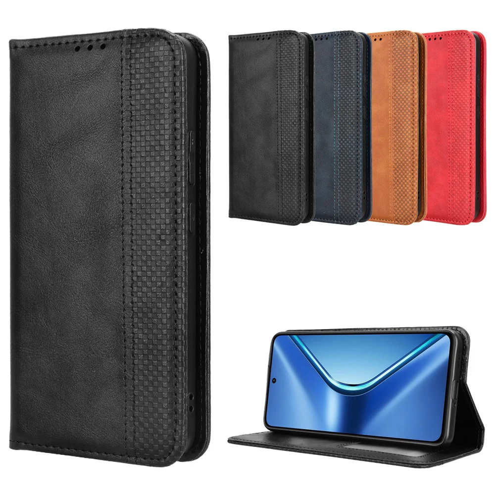 For Oppo K13 5G Leather Case Wallet Stand Retro Texture Phone Cover - Black-Cellmalls