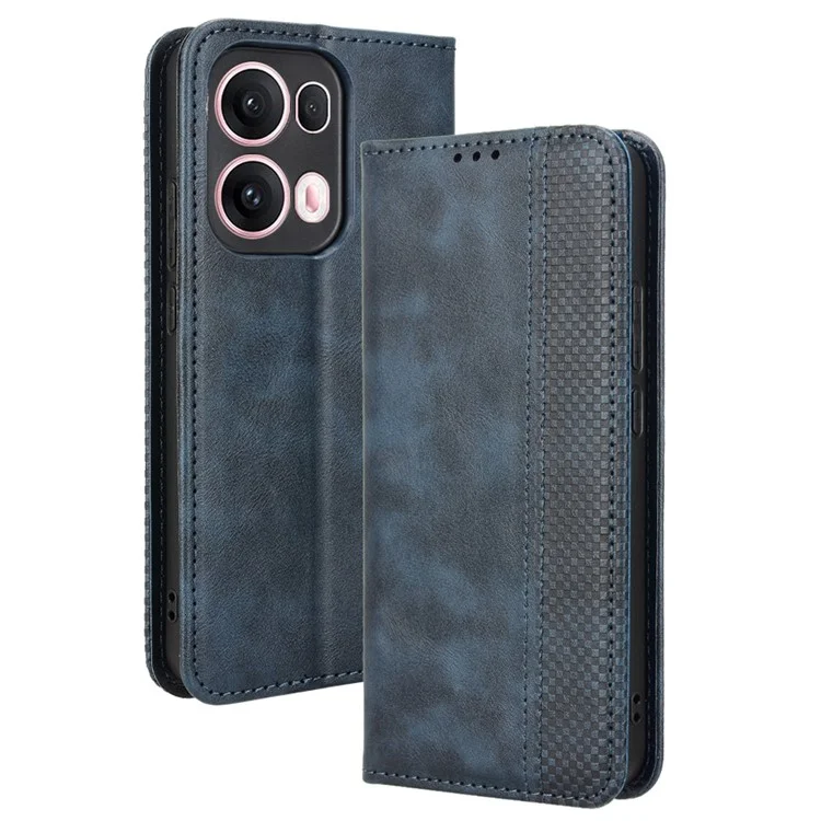 For Oppo Reno13 Pro 5G Leather Case Wallet Stand Retro Texture Phone Cover - Black-Cellmalls