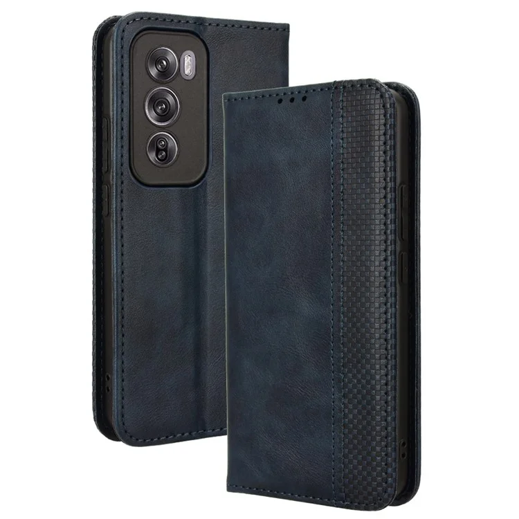For Oppo Reno12 5G (Global) Case PU Leather Retro Magnetic Closing Shockproof Phone Cover - Black-Cellmalls