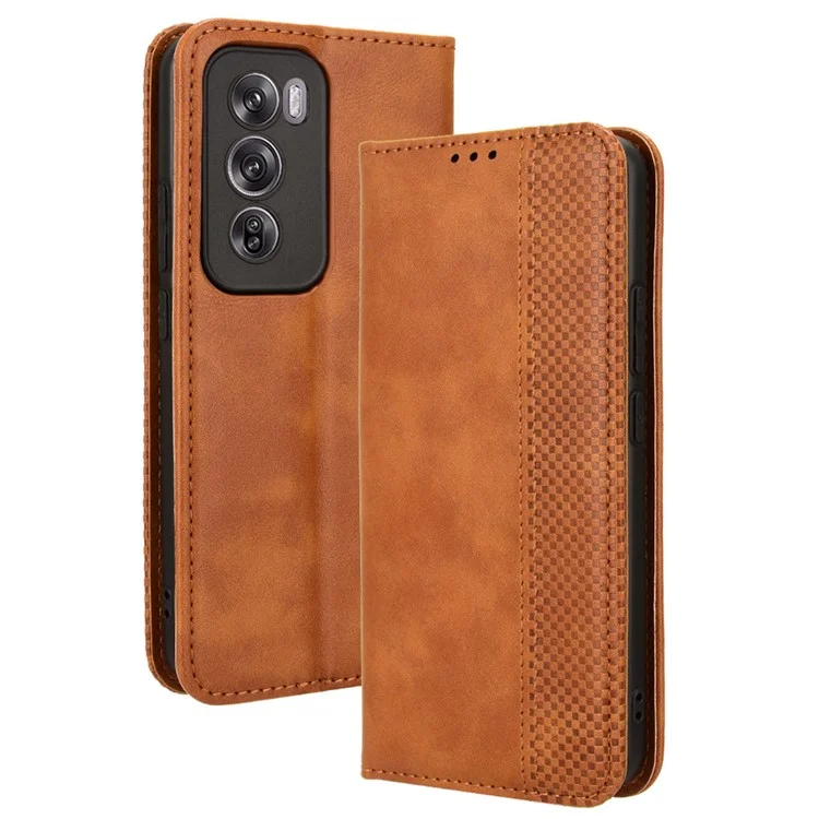 For Oppo Reno12 5G (Global) Case PU Leather Retro Magnetic Closing Shockproof Phone Cover - Black-Cellmalls