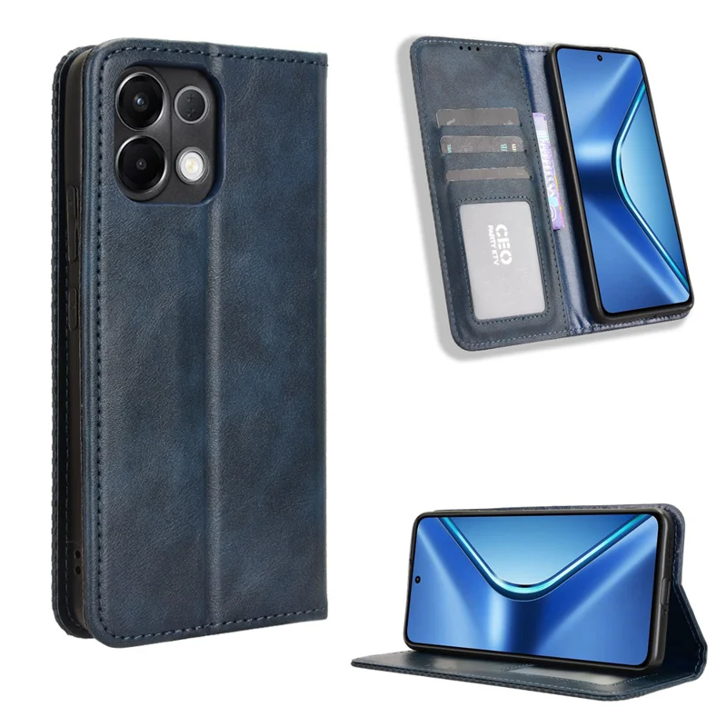 For Oppo K13 5G Leather Case Wallet Stand Retro Texture Phone Cover - Black-Cellmalls