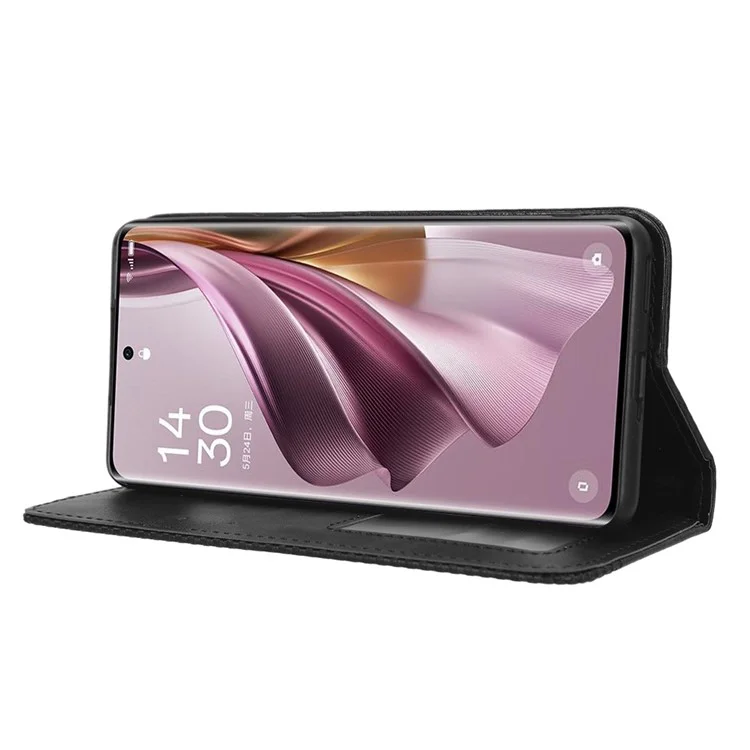 For Oppo Reno10 5G CPH2531 (Global) / Reno10 Pro 5G CPH2525 (Global) Retro Wallet Phone Case PU Leather Stand Cover - Black-Cellmalls
